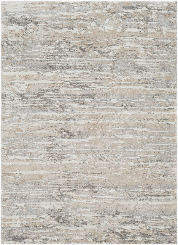 Livabliss Venice Geometric High Pile Polypropylene Rug Turkish Woven Accent for Entryway Tan, Medium Gra 5'3" x 7'3" VNE2302-5373