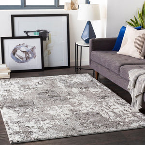 Livabliss Venice Geometric High Pile Polypropylene Rug Mid-century Modern Entryway Accent Medium Gray, Bl 5'3" x 7'3" VNE2308-5373