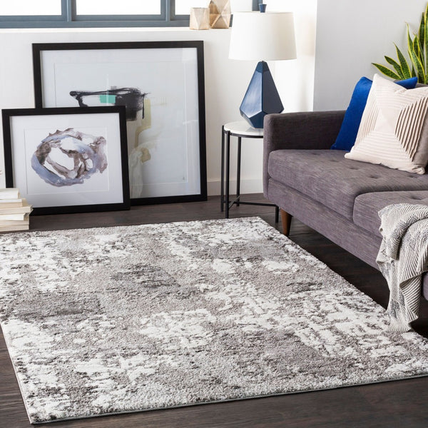 Livabliss Venice Geometric High Pile Polypropylene Rug Mid-century Modern Entryway Accent Medium Gray, Bl 5'3" x 7'3" VNE2308-5373