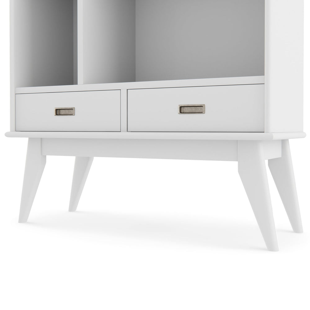 English Elm Draper - Elegant Mid-Century Wide Bookcase & Storage Unit In White For Stylish Home Organization B136P158593
