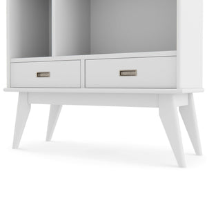 English Elm Draper - Elegant Mid-Century Wide Bookcase & Storage Unit In White For Stylish Home Organization B136P158593