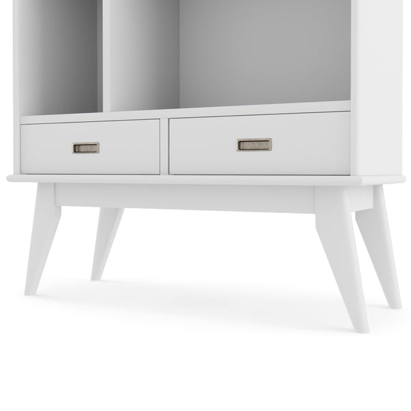 English Elm Draper - Elegant Mid-Century Wide Bookcase & Storage Unit In White For Stylish Home Organization B136P158593