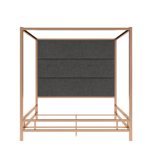 Homelegance By Top-Line Marcel Champagne Gold Canopy Bed with Linen Panel Headboard Champage Gold Metal