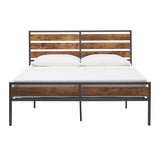 Homelegance By Top-Line Daxton Low Profile Metal Platform Bed with Wood Finish Panels Grey Metal