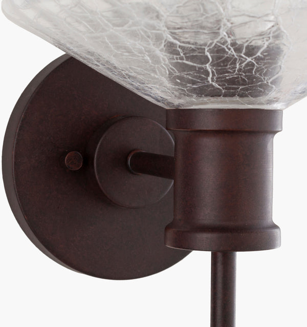 Surya Vinnie Elegant 12" Wall Sconce Lighting - Stylish Metal & Glass Fixture For Home Or Office Decor Fixture, Brown Iron,Glass Vni-001