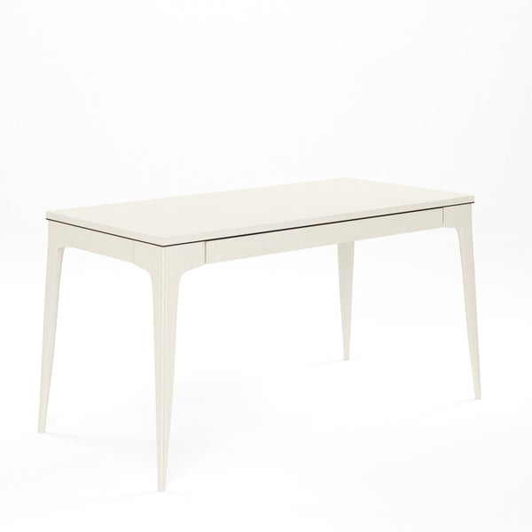 A.R.T. Furniture Blanc Contemporary Writing Desk In Alabaster & Burnished Bronze With Storage Drawer & Levelers White Parrawood Solids,Maple Veneers 289421-1040
