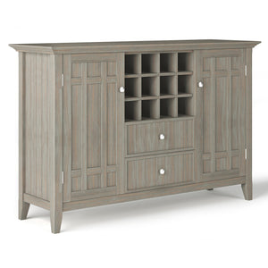English Elm Bedford Sideboard Buffet & Wine Rack - Rustic Distressed Grey, Solid Wood, Multi-Functional Storage B136P158485