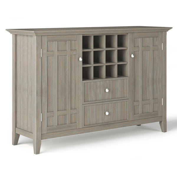 English Elm Bedford Sideboard Buffet & Wine Rack - Rustic Distressed Grey, Solid Wood, Multi-Functional Storage B136P158485