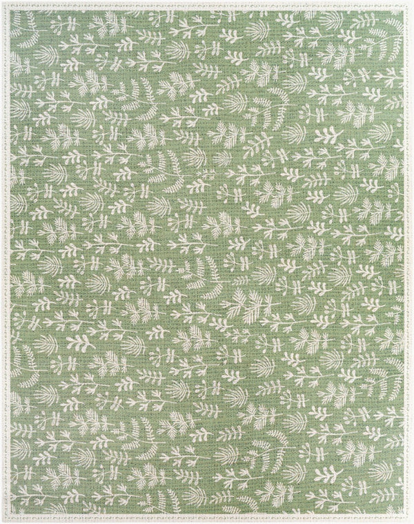 Livabliss Vinilo Traditional Flatweave Vinyl Rug Moisture Resistant for Entryways and Kitchen Floors Olive, Cream 3' x 8' VNL2304-38