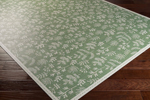 Livabliss Vinilo Traditional Flatweave Vinyl Rug Moisture Resistant for Entryways and Kitchen Floors Olive, Cream 3' x 8' VNL2304-38