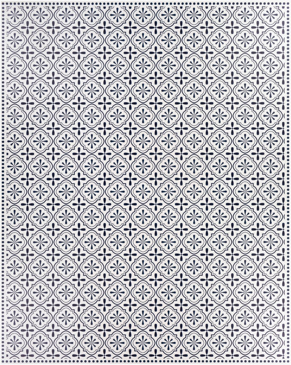 Livabliss Vinilo Flatweave Vinyl Area Rug American Made for High Traffic Entryways and Kitchens Cream, Black 3' x 8' VNL2305-38