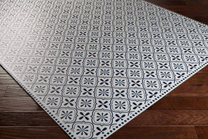 Livabliss Vinilo Flatweave Vinyl Area Rug American Made for High Traffic Entryways and Kitchens Cream, Black 3' x 8' VNL2305-38