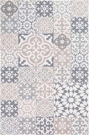 Livabliss Vinilo Flat Lay Vinyl Area Rug Machine Woven for Entryways Kitchens and High Traffic Zones Cream, Medium G 2' x 3'11" VNL2306-2311