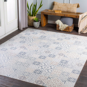 Livabliss Vinilo Flat Lay Vinyl Area Rug Machine Woven for Entryways Kitchens and High Traffic Zones Cream, Medium G 2' x 3'11" VNL2306-2311