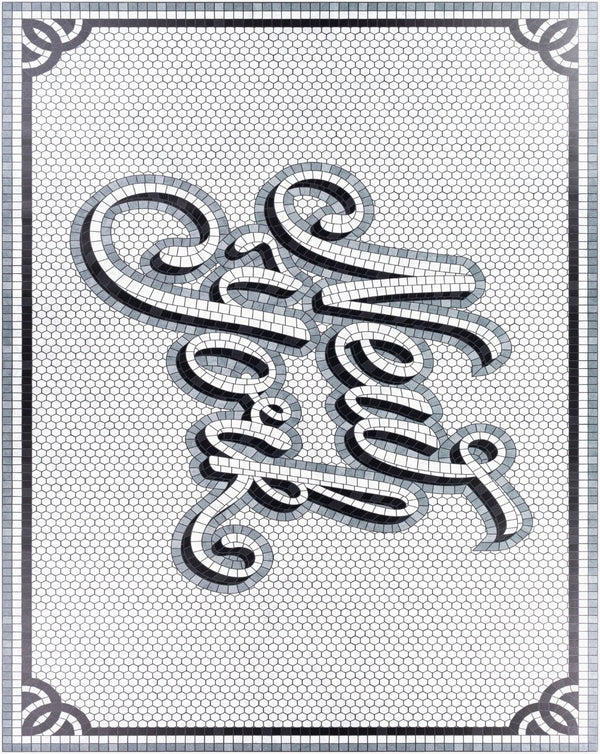 Livabliss Vinilo Machine Woven Vinyl Flatweave Rug Graphic Modern Style for High Traffic Areas Cream, Black 6'6" x 8'2" VNL2311-6682