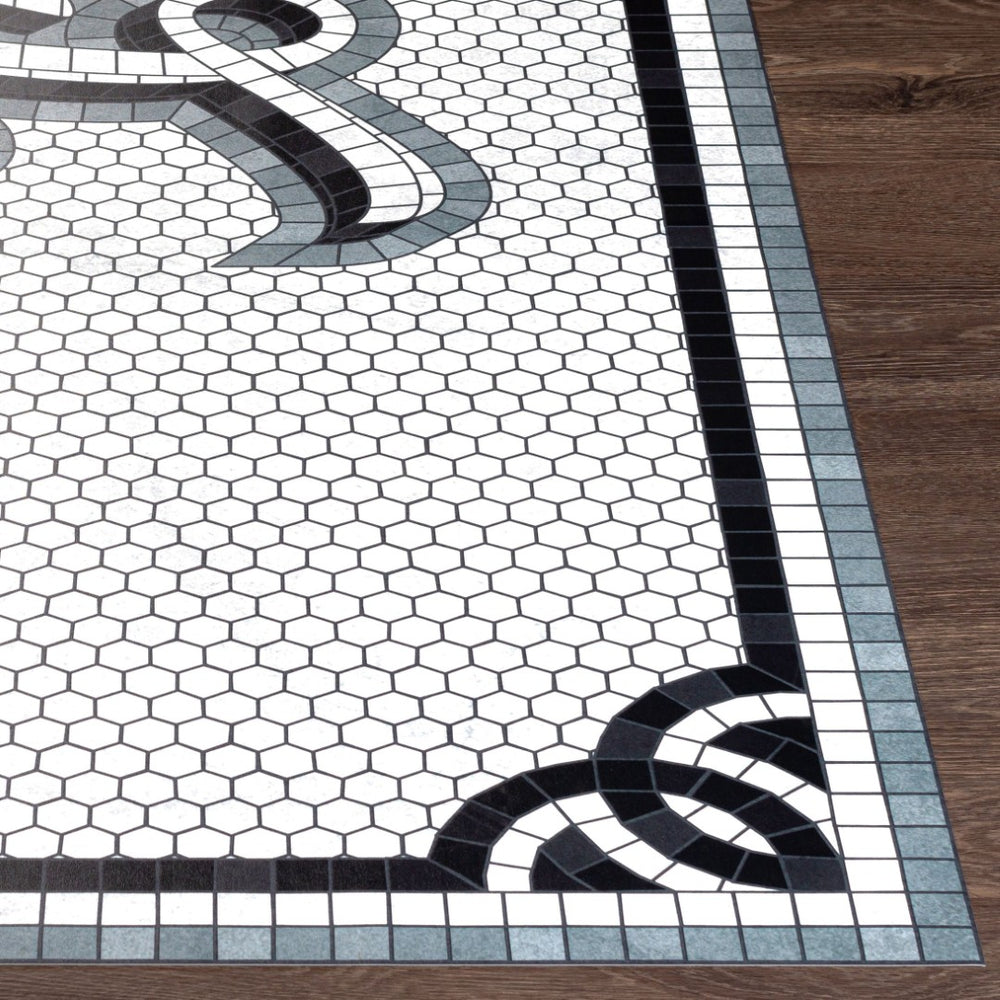 Livabliss Vinilo Machine Woven Vinyl Flatweave Rug Graphic Modern Style for High Traffic Areas Cream, Black 2' x 3'11" VNL2311-2311