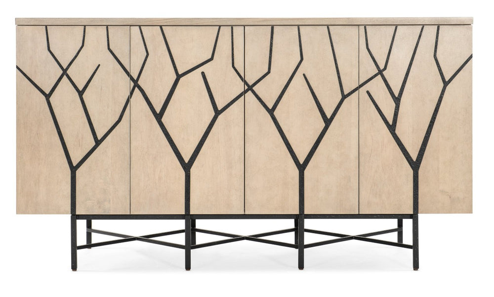 Hooker Furniture Melange Light Maple Entertainment Credenza With Resin Twig Doors, Integrated Power & Soft-Close Storage 628-55042-05