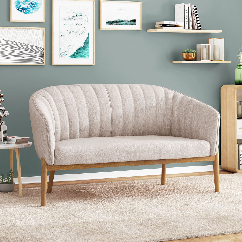 English Elm Loveseat Mid-century Modern Channel Tufted Upholstered Sofa with Rubberwood Tapered Legs 65780.00FBGE