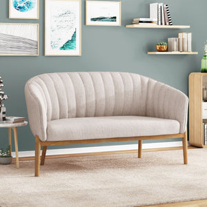 English Elm Loveseat Mid-century Modern Channel Tufted Upholstered Sofa with Rubberwood Tapered Legs 65780.00FBGE