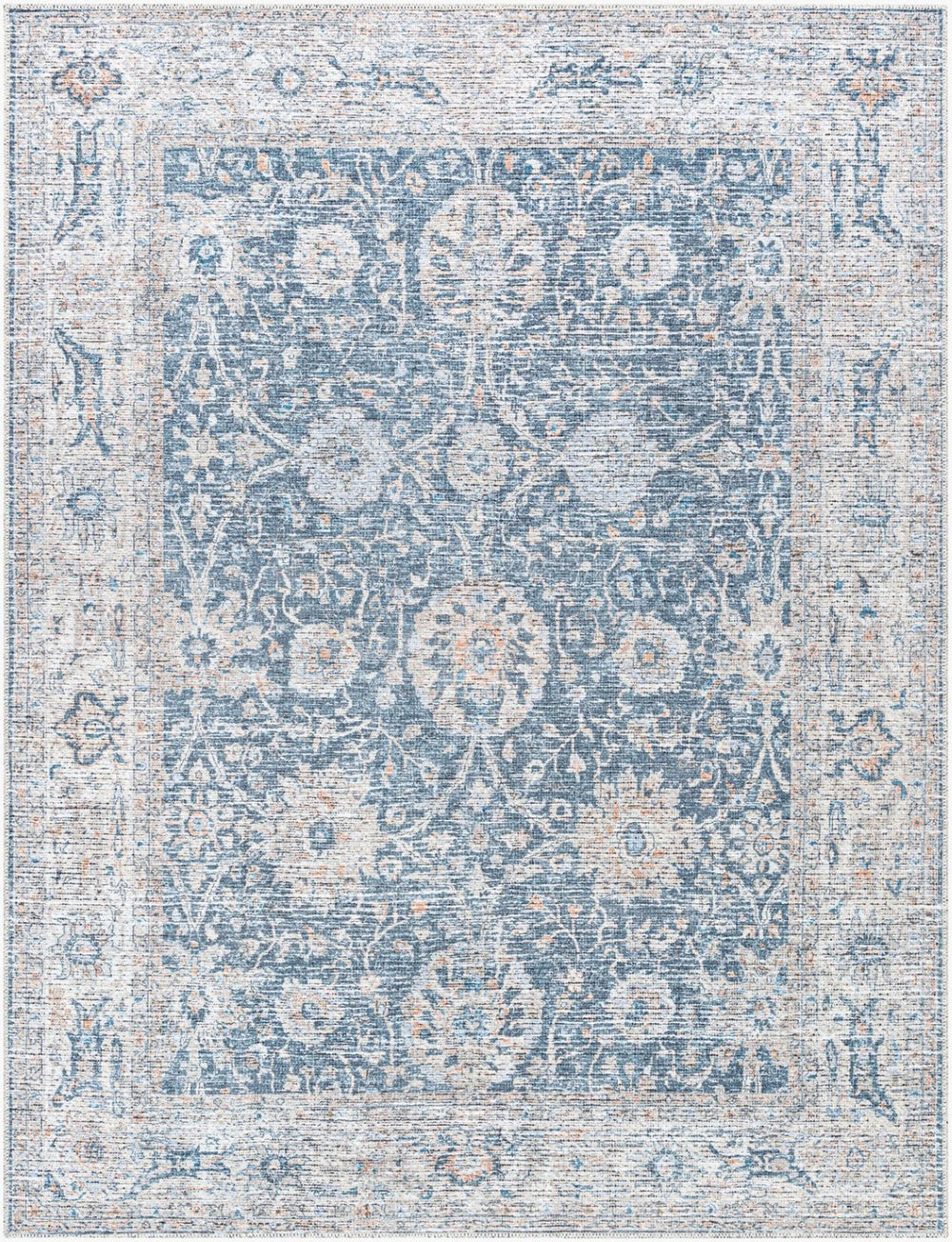 Livabliss Vinny Machine Woven Chenille Area Rug Soft Low Pile for Living Dining Bedroom Dark Blue, Deni 6'7" x 9' VNY2306-679