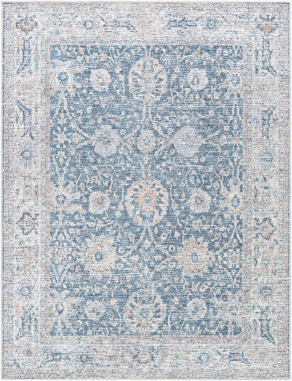 Livabliss Vinny Machine Woven Chenille Area Rug Soft Low Pile for Living Dining Bedroom Dark Blue, Deni 6'7" x 9' VNY2306-679