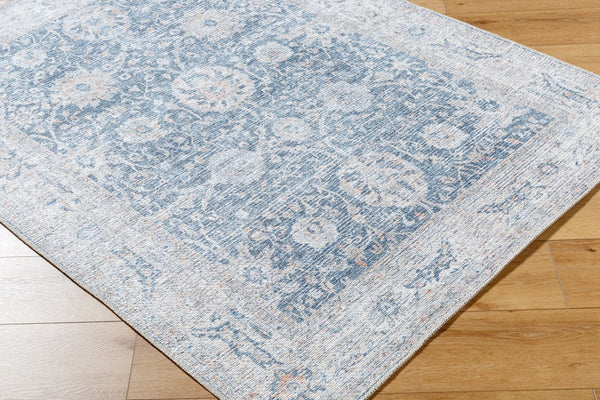 Livabliss Vinny Machine Woven Chenille Area Rug Soft Low Pile for Living Dining Bedroom Dark Blue, Deni 6'7" x 9' VNY2306-679