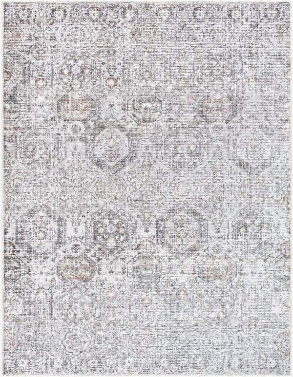 Livabliss Vinny Chenille Polyester Area Rug Machine Woven in Turkey for Living and Dining Rooms Light Gray, Bla 6'7" x 9' VNY2309-679