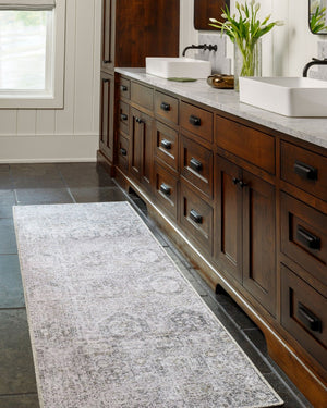Livabliss Vinny Chenille Polyester Area Rug Machine Woven in Turkey for Living and Dining Rooms Light Gray, Bla 6'7" x 9' VNY2309-679