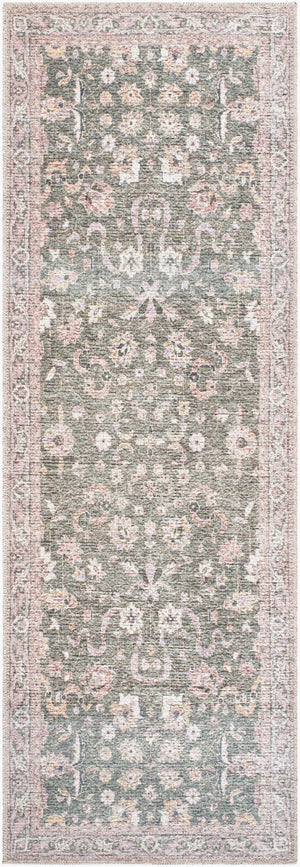 Livabliss Vinny Machine Woven Polyester Area Rug Low Pile for Entryways and High Traffic Spaces Emerald, Cream 2'7" x 7'10" VNY2314-27710