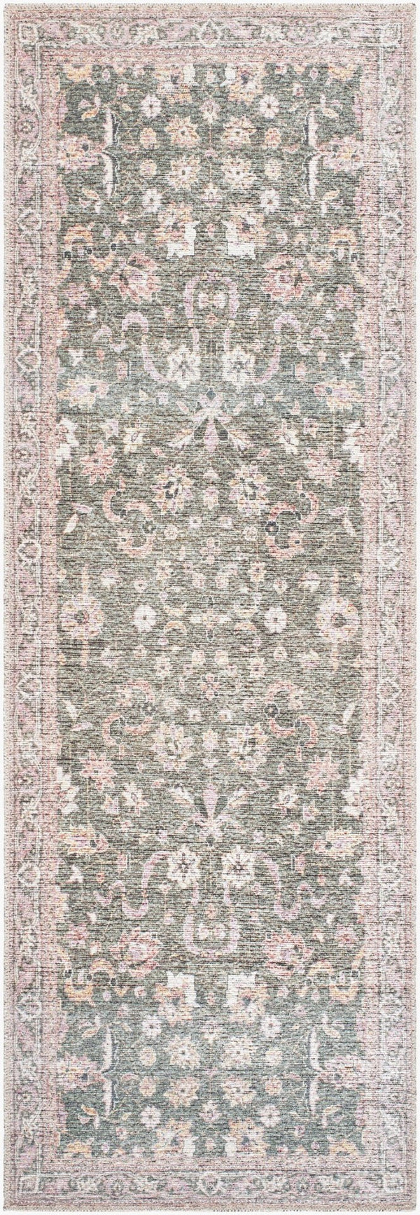 Livabliss Vinny Machine Woven Polyester Area Rug Low Pile for Entryways and High Traffic Spaces Emerald, Cream 2'7" x 7'10" VNY2314-27710