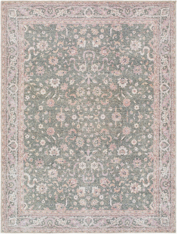 Livabliss Vinny Machine Woven Polyester Area Rug Low Pile for Entryways and High Traffic Spaces Emerald, Cream 8'10" x 12' VNY2314-81012
