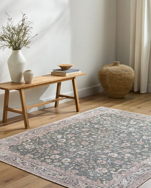 Livabliss Vinny Machine Woven Polyester Area Rug Low Pile for Entryways and High Traffic Spaces Emerald, Cream 8'10" x 12' VNY2314-81012