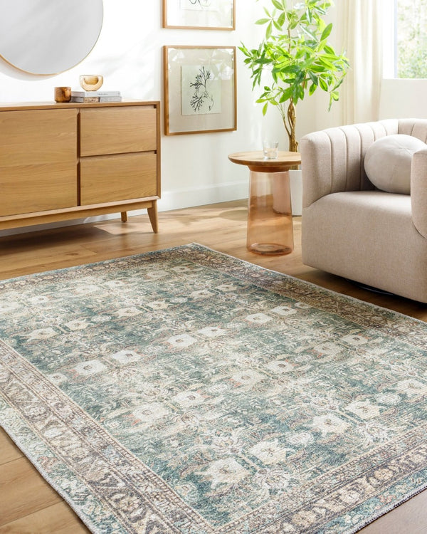 Livabliss Vinny Low Pile Polyester Area Rug Turkish Woven for Entryways and High Traffic Floors Medium Green, S 2' x 2'11" VNY2316-2211