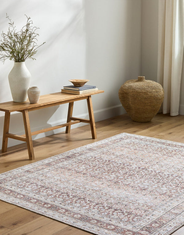 Livabliss Vinny Machine Woven Polyester Accent Rug for Entryways Hallways and High Traffic Spaces Brown, Beige 6'7" x 9' VNY2318-679