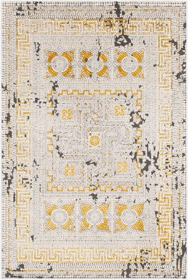Livabliss Venezia Global Motif Turkish Woven Accent Rug for Entryways Bedroom and Reading Nooks Mustard, Burnt 2' x 2'11" VNZ2300-23