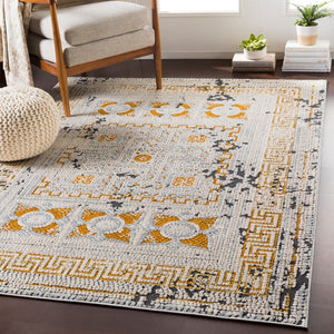 Livabliss Venezia Global Motif Turkish Woven Accent Rug for Entryways Bedroom and Reading Nooks Mustard, Burnt 2' x 2'11" VNZ2300-23