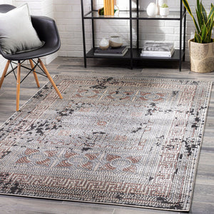 Livabliss Venezia Global Motif Machine Woven Area Rug Polypropylene Blend for Living Rooms Plum, Light Bei 7'10" x 10'2" VNZ2301-710103