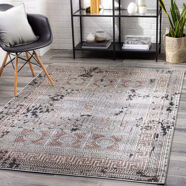 Livabliss Venezia Global Motif Machine Woven Area Rug Polypropylene Blend for Living Rooms Plum, Light Bei 7'10" x 10'2" VNZ2301-710103