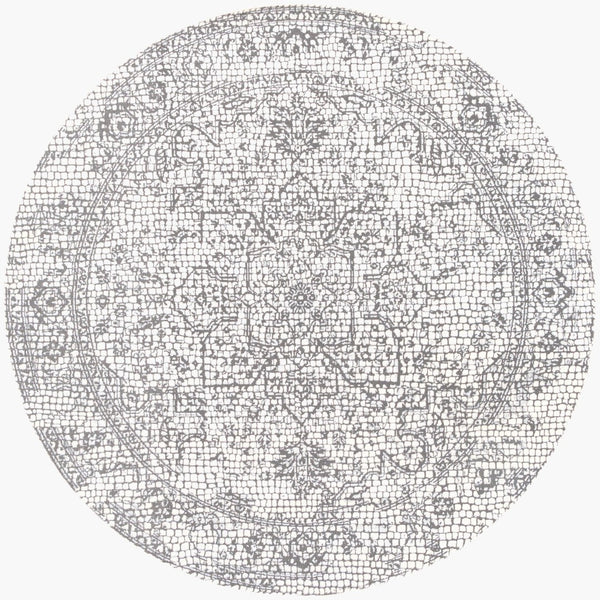Livabliss Venezia Traditional Turkish Area Rug Polypropylene Ornate Pattern for Living Dining Rooms Slate, Light Be 6'6" x 6'6" Round VNZ2309-67RD