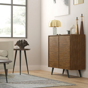 English Elm Lowry Medium Storage Cabinet - Handcrafted Rustic Acacia Wood With Adjustable Shelves & Metal Accents B136P158859