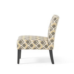English Elm Accent Chair with Rubberwood Legs Plush Upholstered Seat for Living Room or Bedroom Grey Multi 57764.00YGAY
