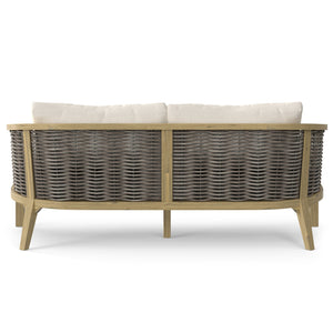 English Elm Parkside Outdoor Sofa Natural - Handwoven HDPE Rattan, Acacia Frame, Water-Resistant Cushions, 73" B136P159395