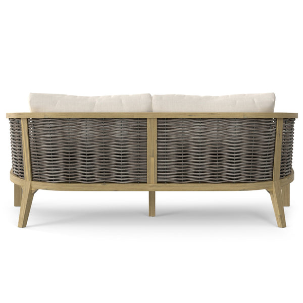 English Elm Parkside Outdoor Sofa Natural - Handwoven HDPE Rattan, Acacia Frame, Water-Resistant Cushions, 73" B136P159395