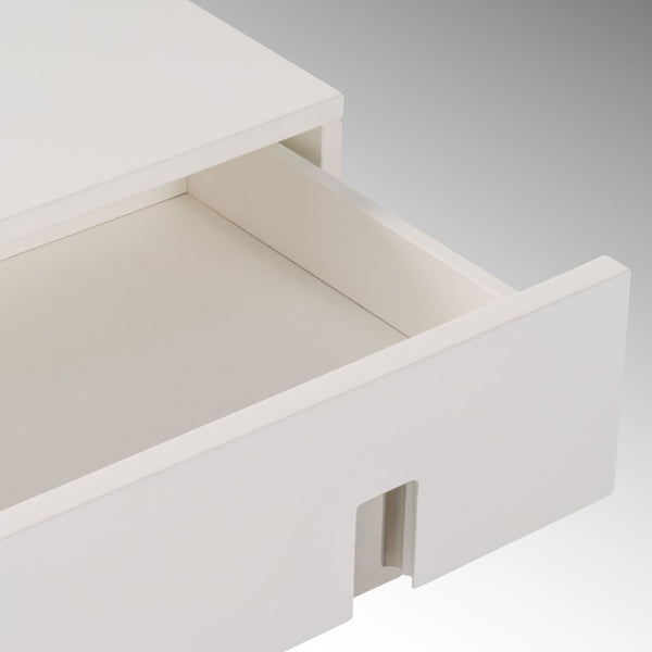 VIG Furniture Voco Modern White Nightstand With Sliding Door, Chrome Base & Spacious Drawer For Bedroom Storage VGCN1302H-P01