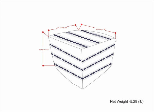 English Elm Corrie Handwoven Square Outdoor/Indoor Pouf Navy White - Recycled PET, Water & UV Resistant Seating B136P159018