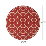 Christopher Knight Home® - Noble House - Thornhill Outdoor 7'10" Round Trefoil Area Rug, Red and Ivory