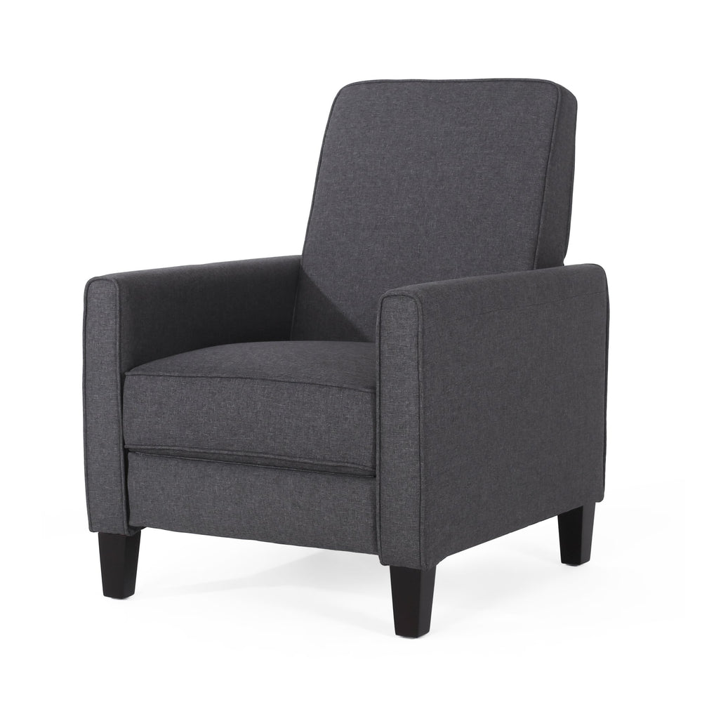 English Elm Christopher Knight Home® - Smoke Low-Profile Fabric Push Back Recliner Chair for Small Spaces, Tapered Legs & Pipe Edge Accents 52422.00FSMK