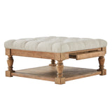 Homelegance By Top-Line Cadeo Baluster Pine Tufted Storage Ottoman Natural Pine