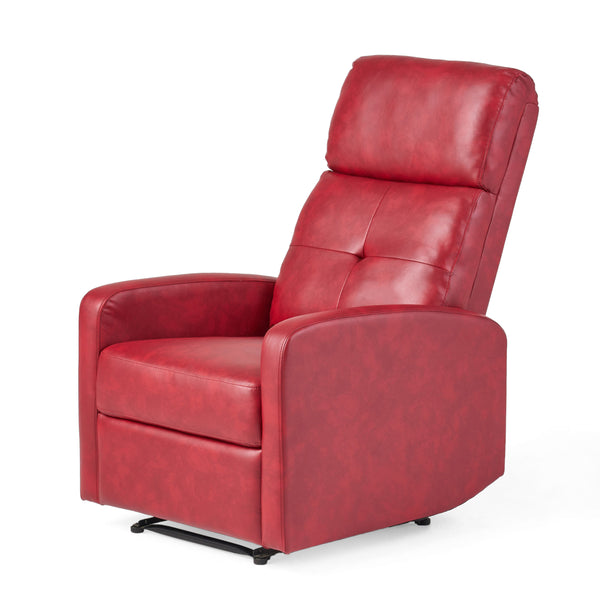 English Elm Christopher Knight Home® - RECLINER Plush PU Upholstered Push-Back Recliner with Contemporary Minimalist Design and Comfort Red 57575.00RED