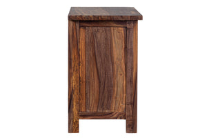 Porter Designs Kalispell Solid Sheesham Wood Nightstand With Hammered Metal Hardware & Craftsmanship Brown Wood 04-196-04-2439